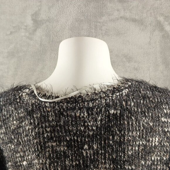 NWT STYLE&CO Soft Fuzzy Sweater XL(16-18) BLK/WHITE Metallic Crew Pullover - Picture 11 of 13